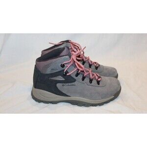 Columbia Waterproof Leather Ankle Hiking Boots Lace-Up Gray Pink US Women's 10
